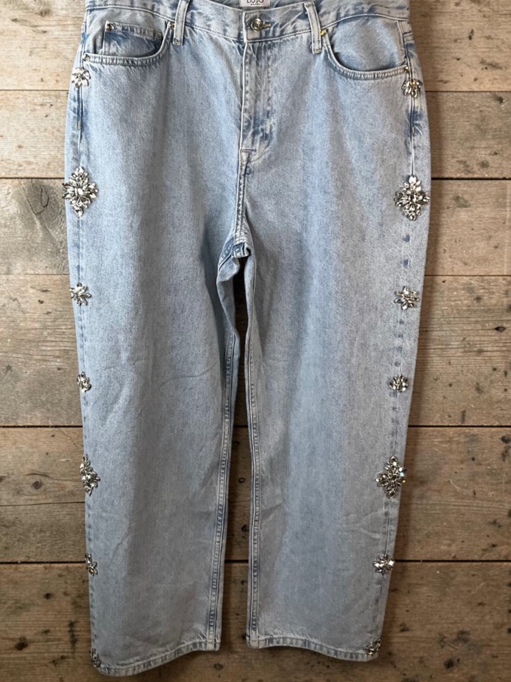 NWT Lui Jo Milano Jeweled Leg Jeans, Size 33